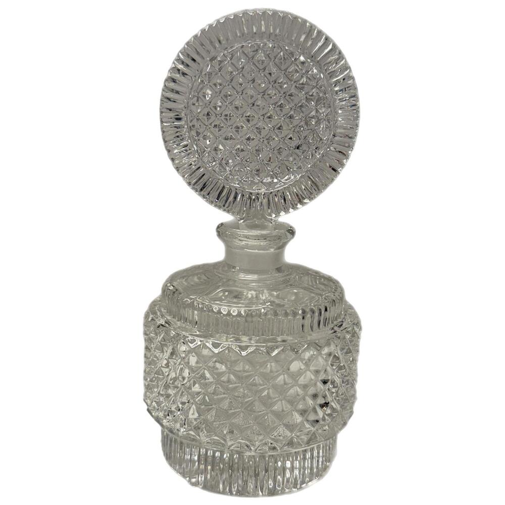 Antique Val Saint Lambert Clear Crystal Glass Art Deco Perfume Bottle